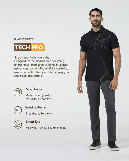 Black TechPro Printed Polo - Snape