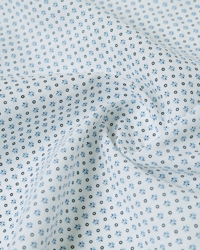 Blue Half Sleeve Linen Printed Shirt - Rogel