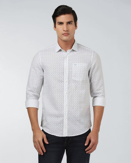 Blue Linen Printed Shirt - Silvano