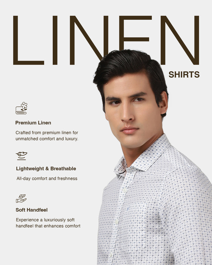 Blue Linen Printed Shirt - Silvano