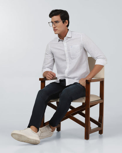 Blue Linen Printed Shirt - Silvano