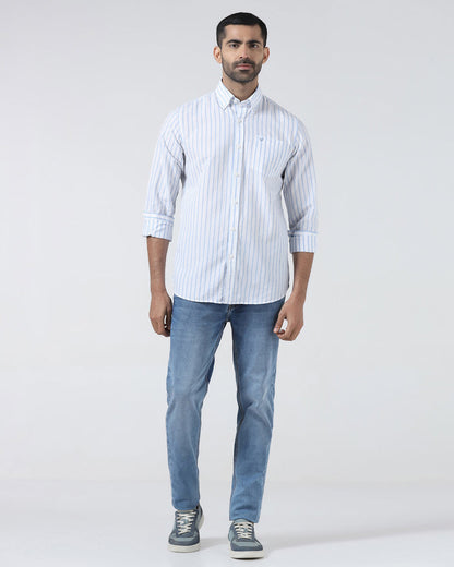 Blue Linen Stripe Shirt - Marzel