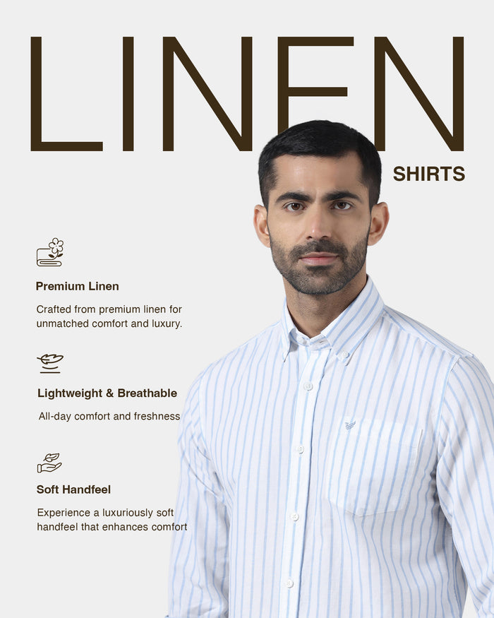 Blue Linen Stripe Shirt - Marzel