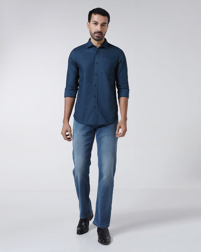 Blue Textured Shirt - Caty