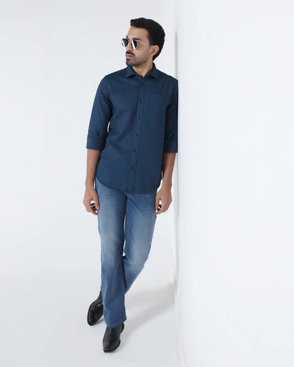 Blue Textured Shirt - Caty