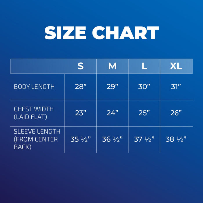 Size chart for BLUEPRINT blue crewneck sweatshirt