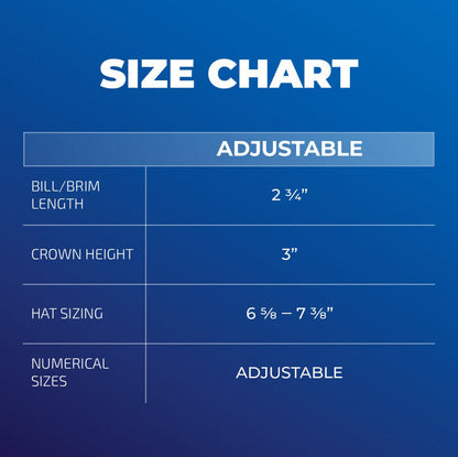 Size chart for 'BLUEPRINT' hat
