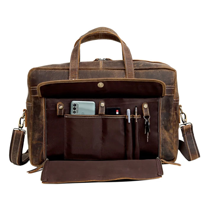 Brown Fresno Laptop Leather Briefcase