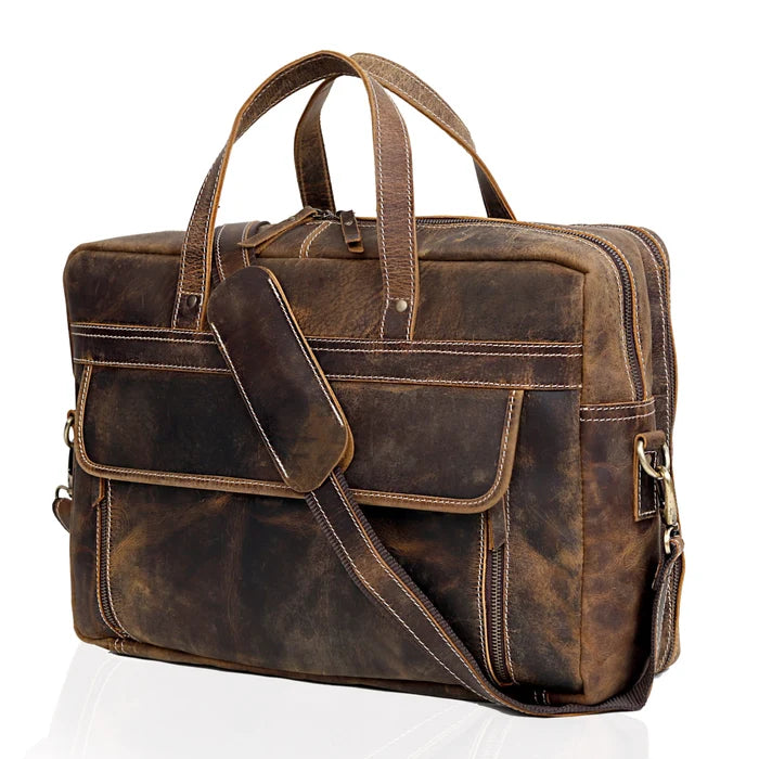 Brown Fresno Laptop Leather Briefcase