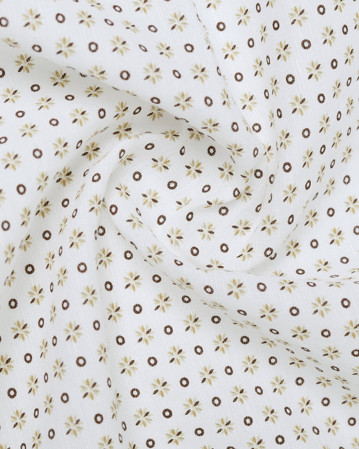 Brown Half Sleeve Linen Printed Shirt - Rogel