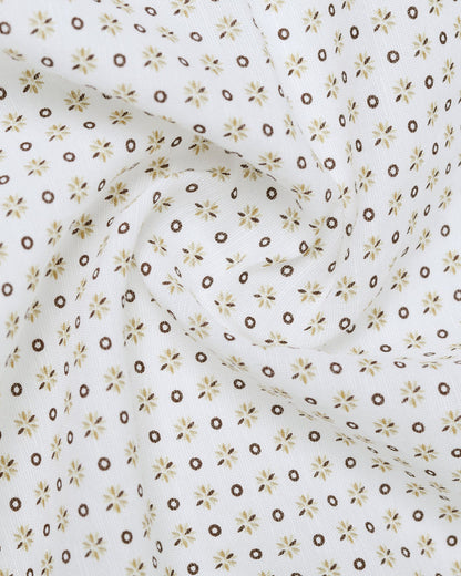 Brown Half Sleeve Linen Printed Shirt - Rogel