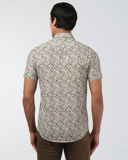 Brown Half Sleeve Printed Shirt - Melod