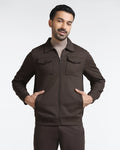 Brown Polo Neck Solid Sweatshirt - Octa