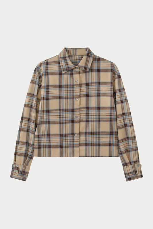 BRUSHED CHECK SHIRT - BEIGE