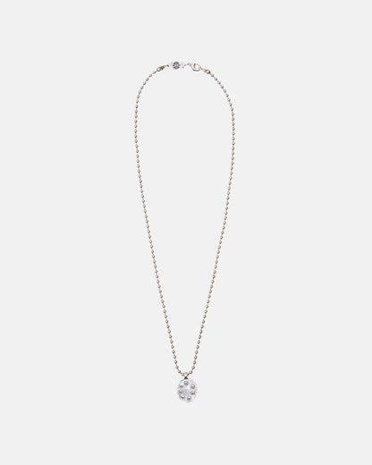 BULLET NECKLACE - silver ball chain pendant necklace, flat lay - Cold Culture