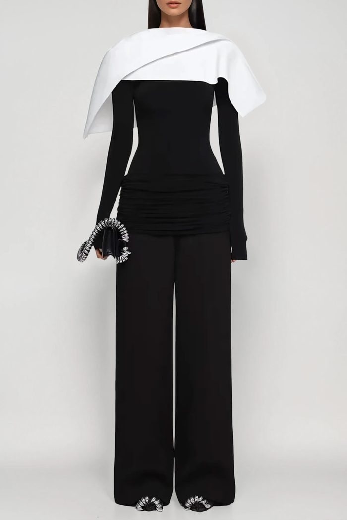 Cabdulqaadir Shawl Ruch Pants Set