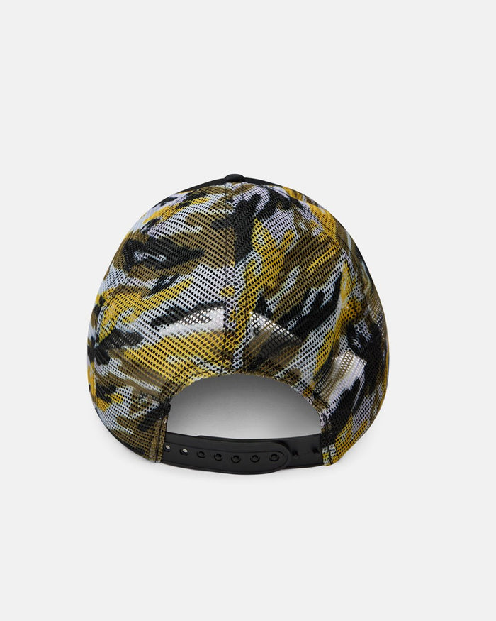 CAMO CAP BLACK AND YELLOW - black and yellow camo cap, back view - Cold Culture