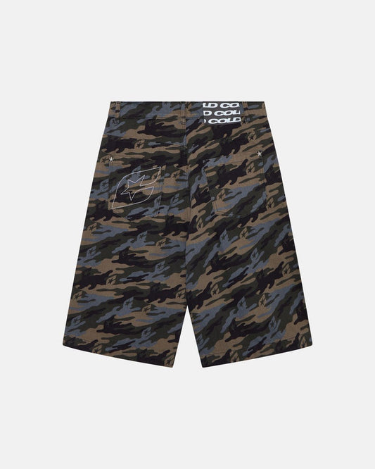 CAMO FORCE SHORTS CAMO GREEN - green camo shorts, back view - Cold Culture
