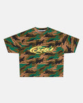 CAMO TEE GREEN - green camo tee, front view - Cold Culture