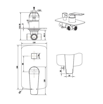 Cascade Wall Diverter - Acqua Bathrooms