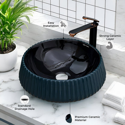 Ceramic Table Top Designer Basin - Life Time Coating Warranty - GLOBE 107