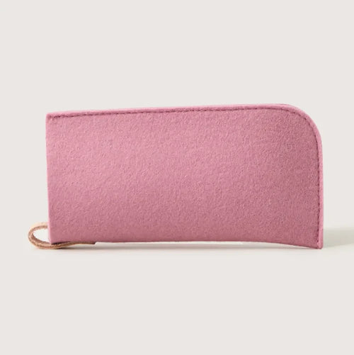 Classic Merino Wool Eyeglass Sleeve - Mauve Vachetta
