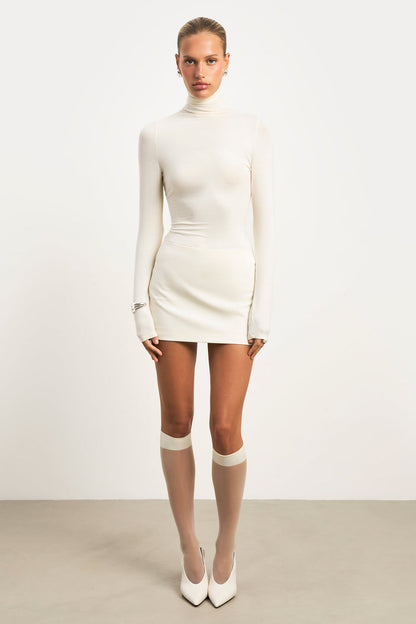 Clean Cut Micro Skirt - Cream