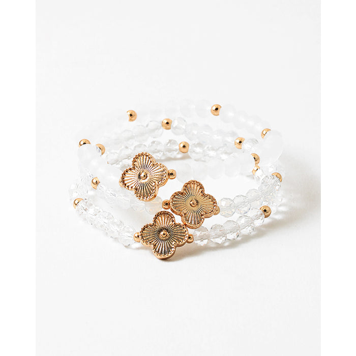 clear bead gold flower bracelet