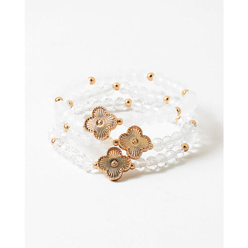 clear bead gold flower bracelet