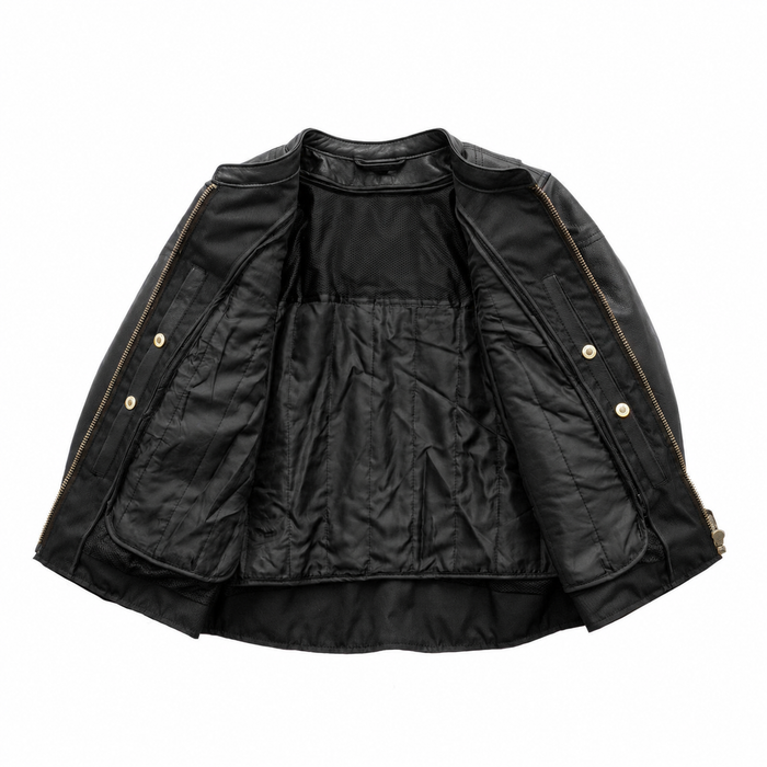 Competition Ladies leather motorcycle jacket interior with insulated liner and storage pockets