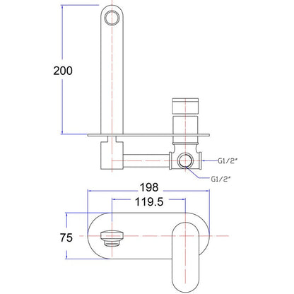Cora Wall Basin Mixer/Bath Spout - Acqua Bathrooms