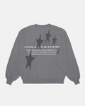 COSMOS ARC CREWNECK SMOKEY GREY - grey oversized crewneck sweatshirt, back view - Cold Culture
