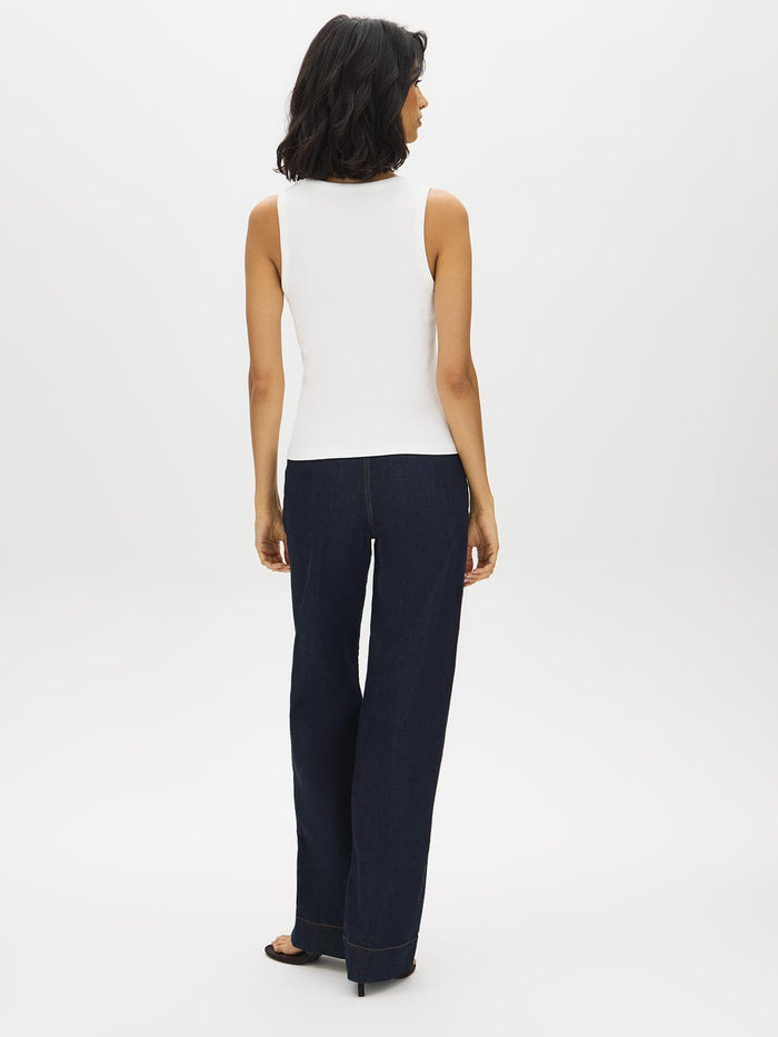 Cotton-Blend Square Neck Tank Top