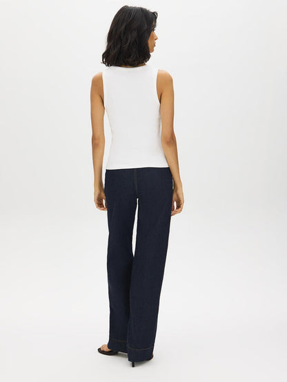 Cotton-Blend Square Neck Tank Top