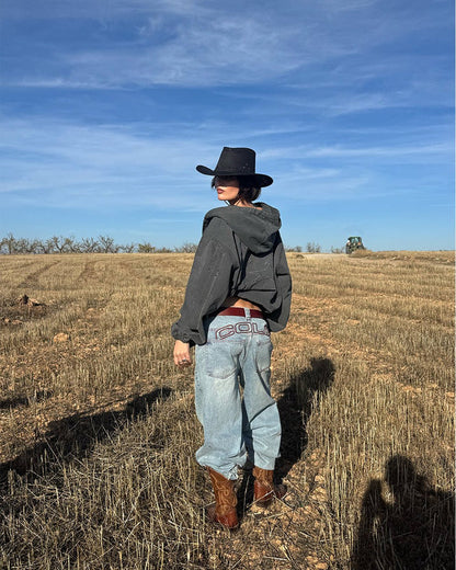 COWBOY V1 PANTS BLUE DENIM - light blue baggy denim pants, street style shot - Cold Culture