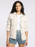 cream button front collard cardigan