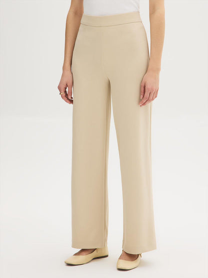 Pull-On Knit Crepe Pant - Woman Wearing Straight Leg Pants - Suzy Shier