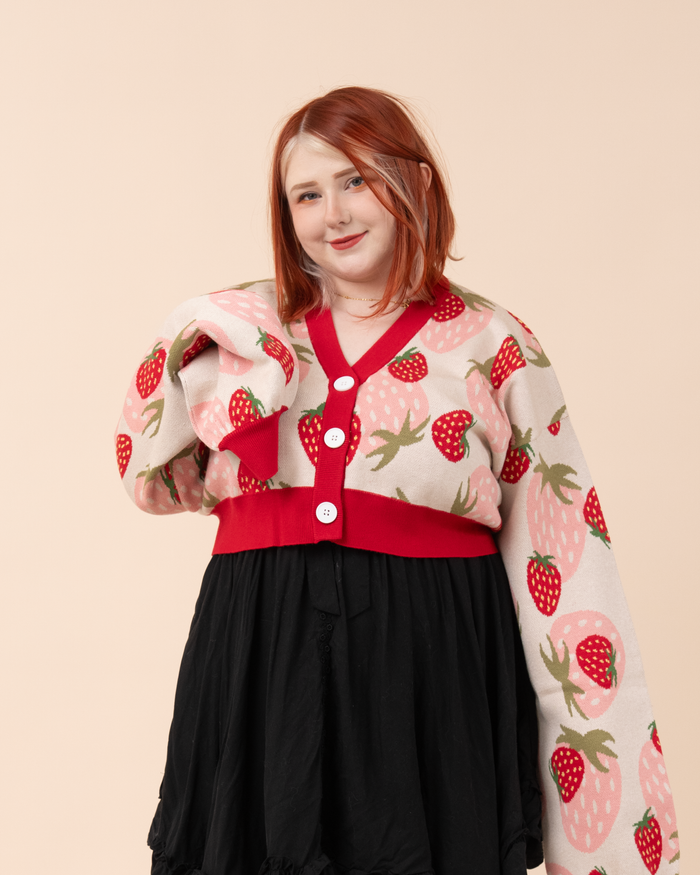 Cropped Strawberry Cardigan
