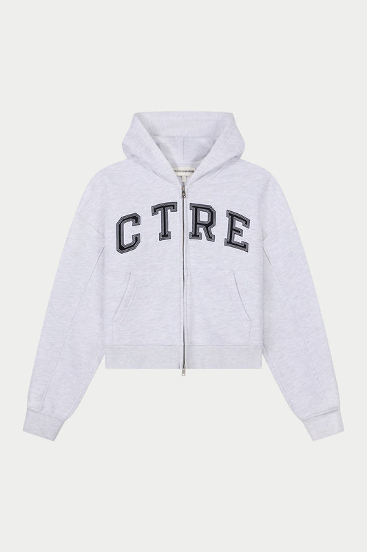 CTRE APPLIQUE ZIP THROUGH HOODIE - GREY MARL