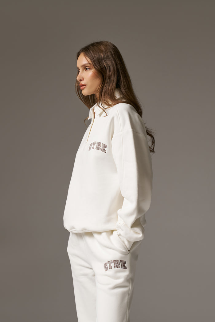 CTRE BUTTON THROUGH POLO - OFF WHITE