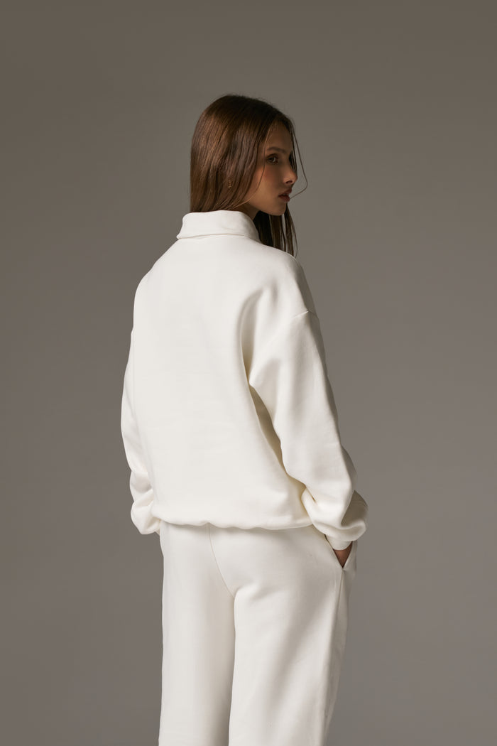 CTRE BUTTON THROUGH POLO - OFF WHITE
