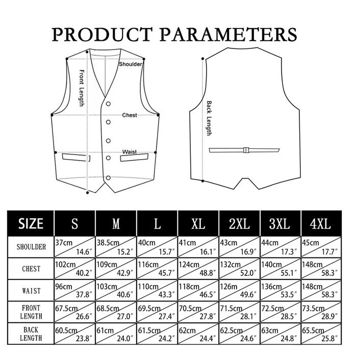 Dark Blue Solid U-Neck Double-Breasted Vest Set- MJ-3255