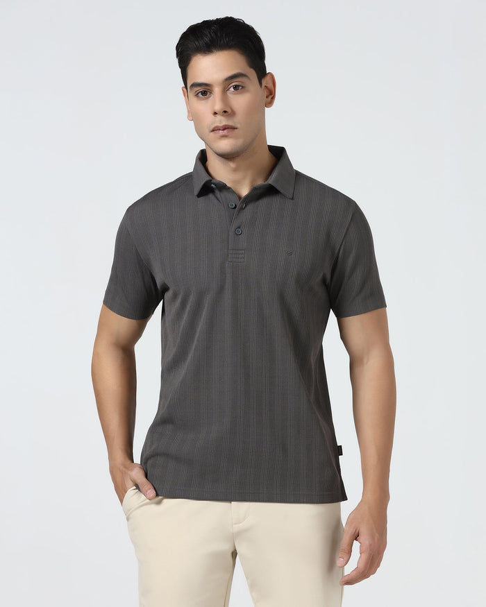 Dark Grey TechPro Textured Polo - Jenny