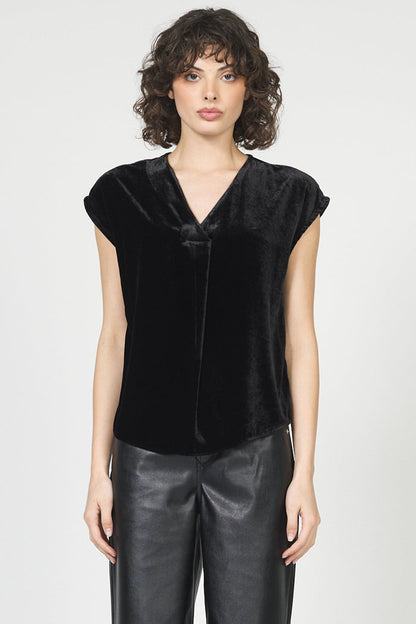black velvet cap sleeve top