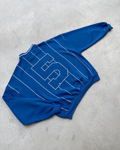 DEFENDER POLO DARK NAVY - blue pinstriped longsleeve polo, flat lay - Cold Culture