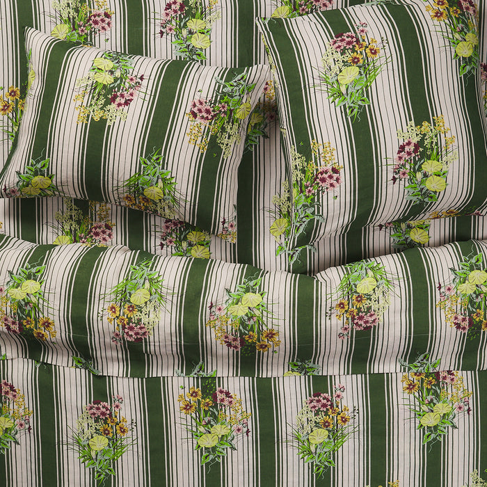 Dempsey Linen Quilt Cover - Hunter Green Queen
