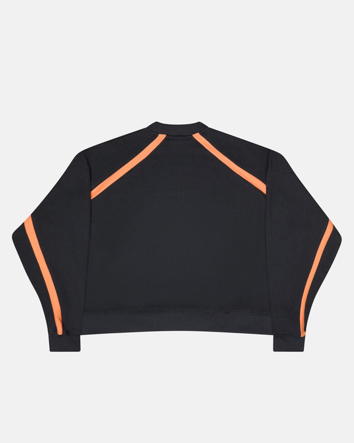 DETAILED CREWNECK BLACK - black oversized crewneck sweatshirt, back view - Cold Culture