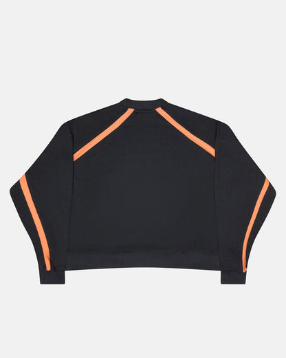 DETAILED CREWNECK BLACK - black oversized crewneck sweatshirt, back view - Cold Culture