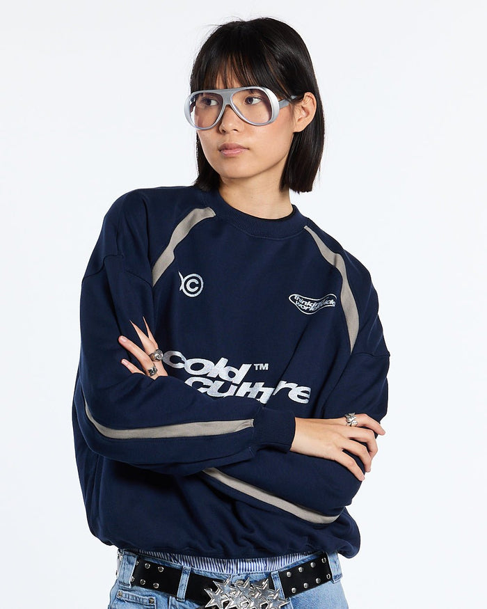 DETAILED CREWNECK INDIGO BLUE - COLD CULTURE #woman