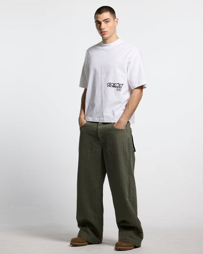 DOGS TEE WHITE - white oversized graphic tee, front view on male model - Cold Culture #man